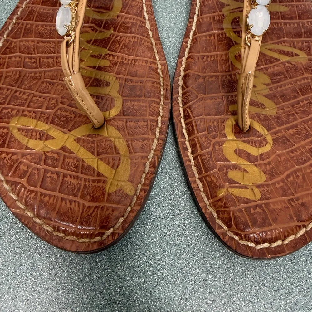 Sam Edelman “Grayson” Jeweled Rhinestones Flat Thong Gladiator Sandals 10.5 - Picture 12 of 13